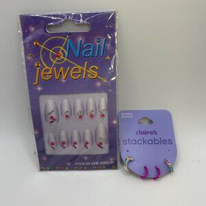 DG-18 Claire's "Stackables" Hoop Earrings and Nail Jewels